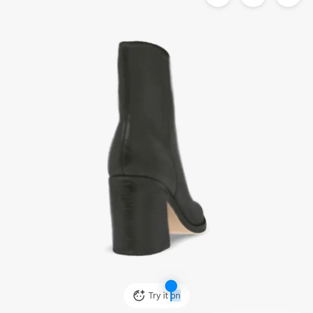 Marc fisher black genuine leather chunk heel  boots 10M